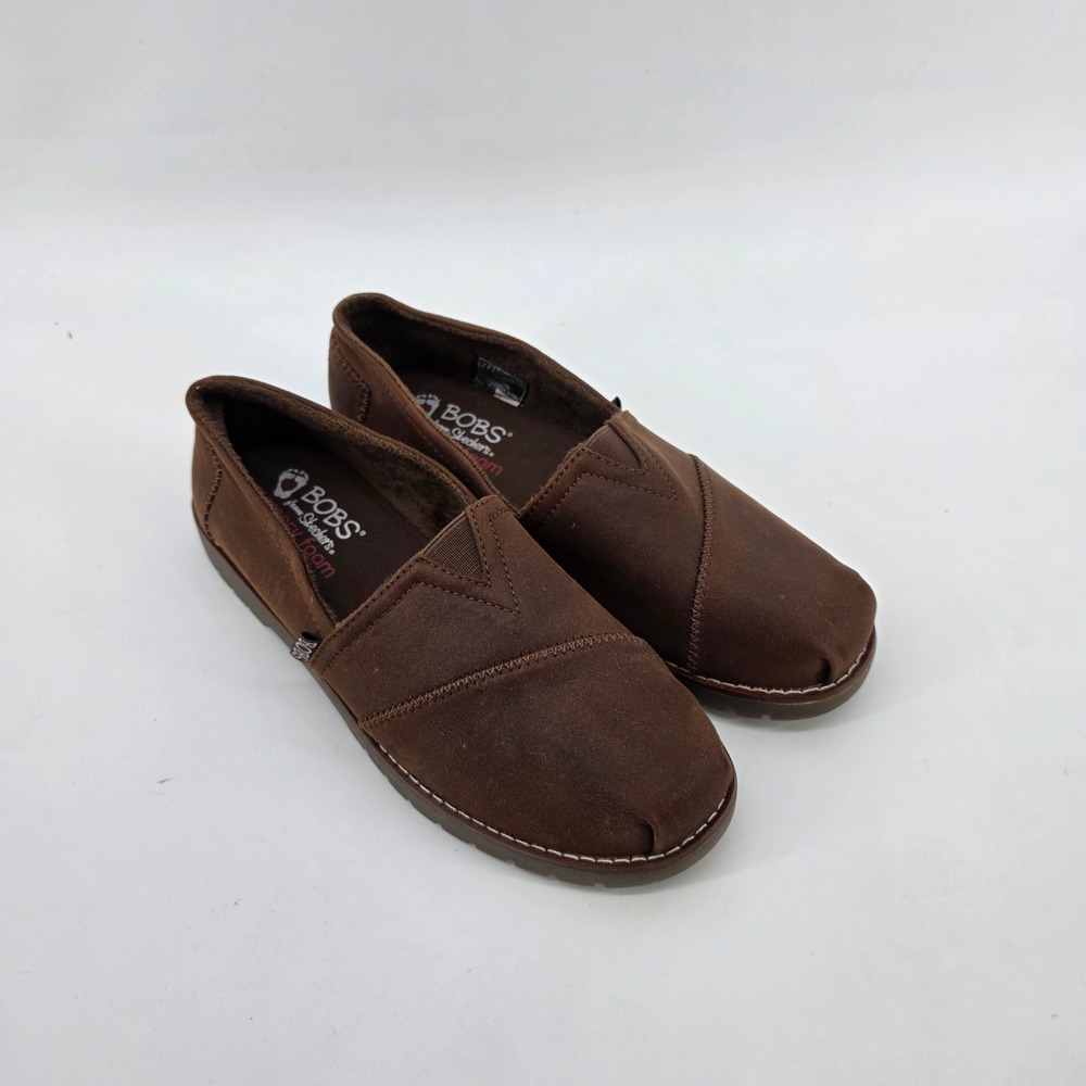 Skechers BOBS Brown Slip On Flats‎ Faux Fur Lined Memory Foam  Womens 7